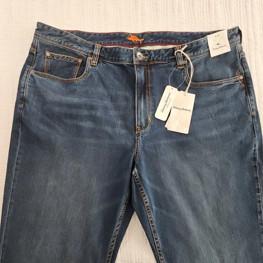 NWT Tommy Bahama Sand Drifter Jeans Men's 42x34 Dark Wash New Stretch‎ Straight